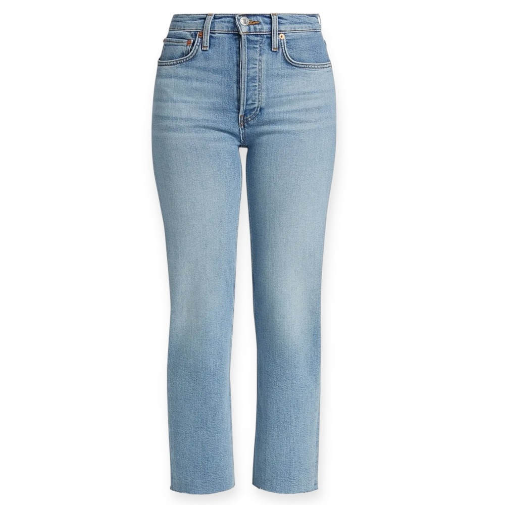 Re/ Done Womens Size 26 Light Wash‎ Jeans Straight Leg High Rise Stretch